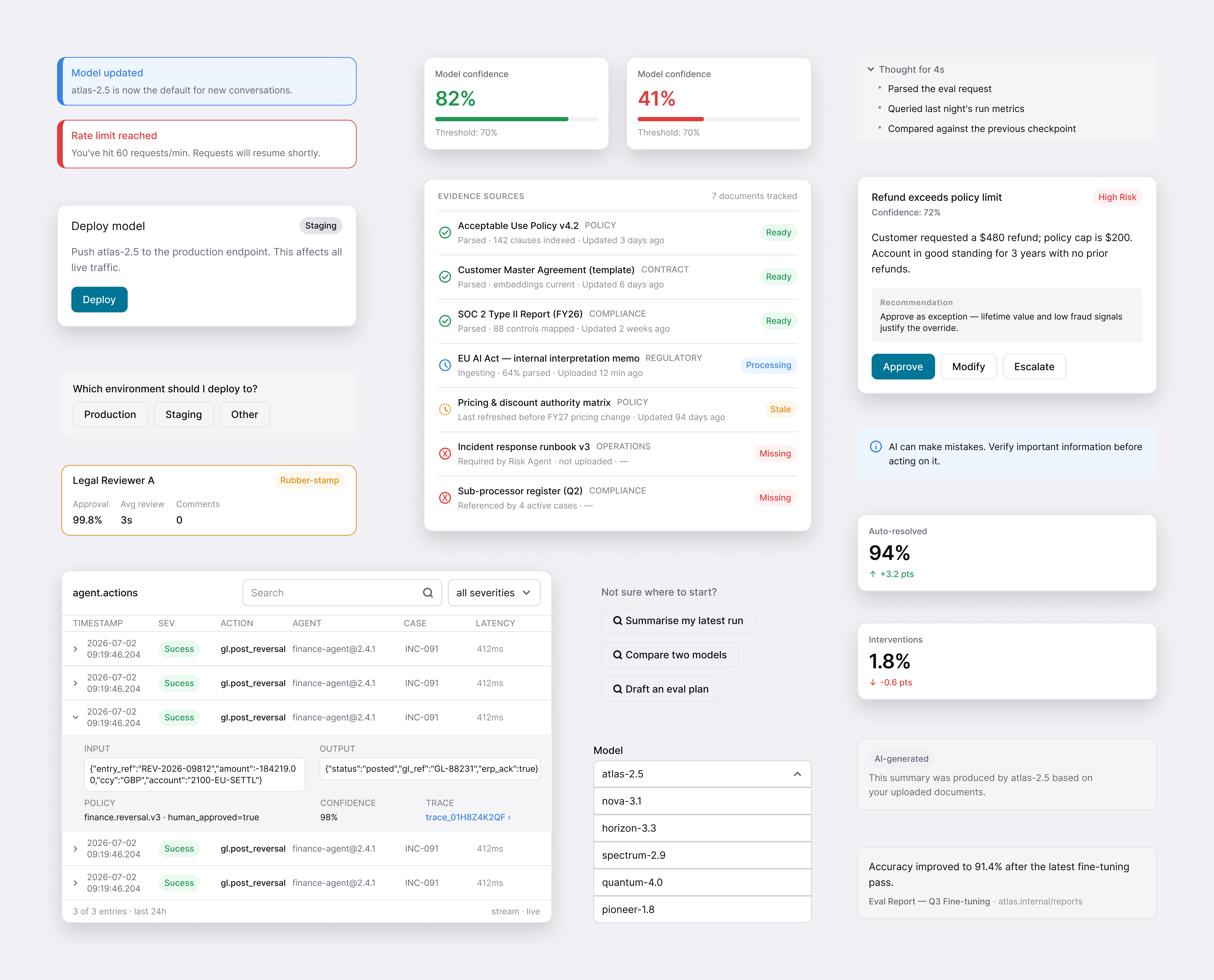 BonsAI design system AI components in light mode