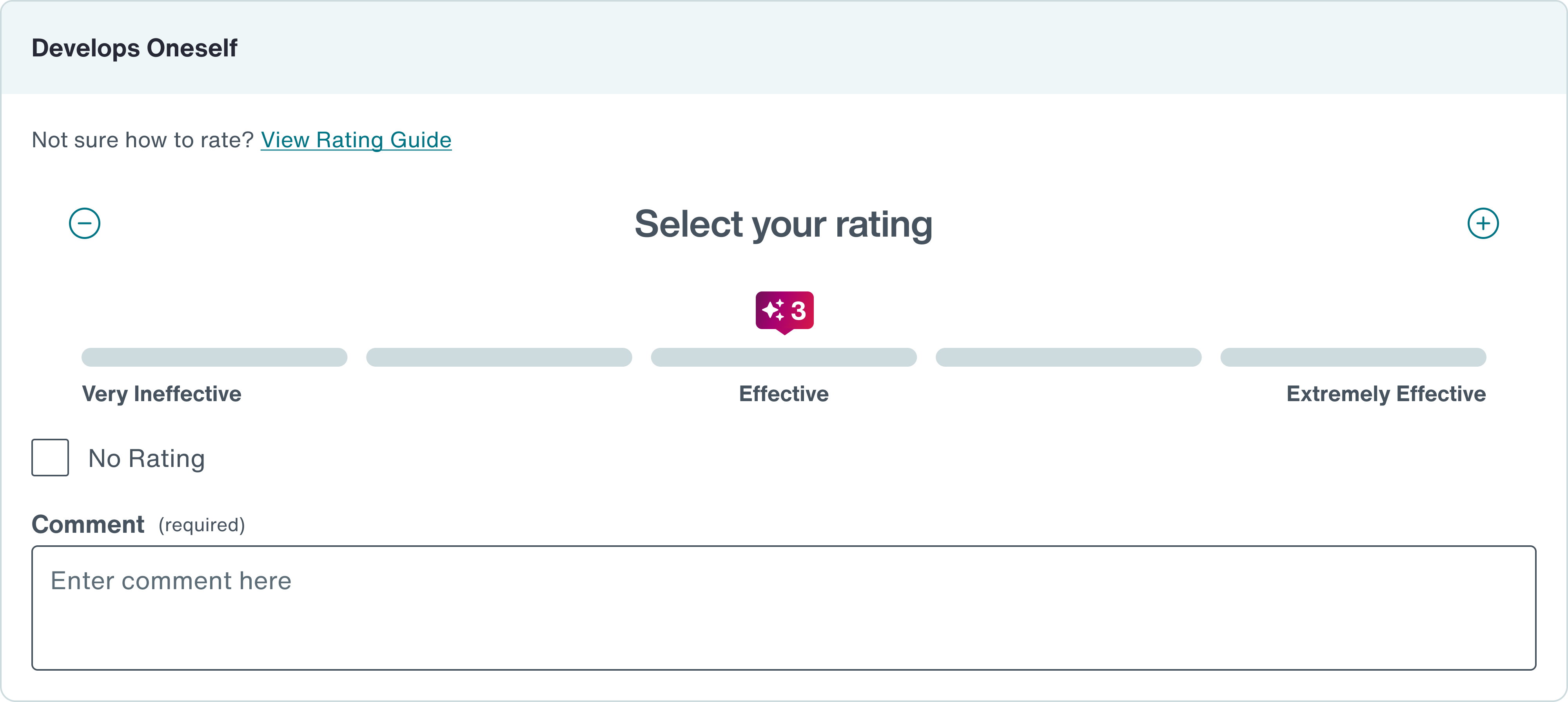Rating interface showing AI-only pre-rating before assessor review