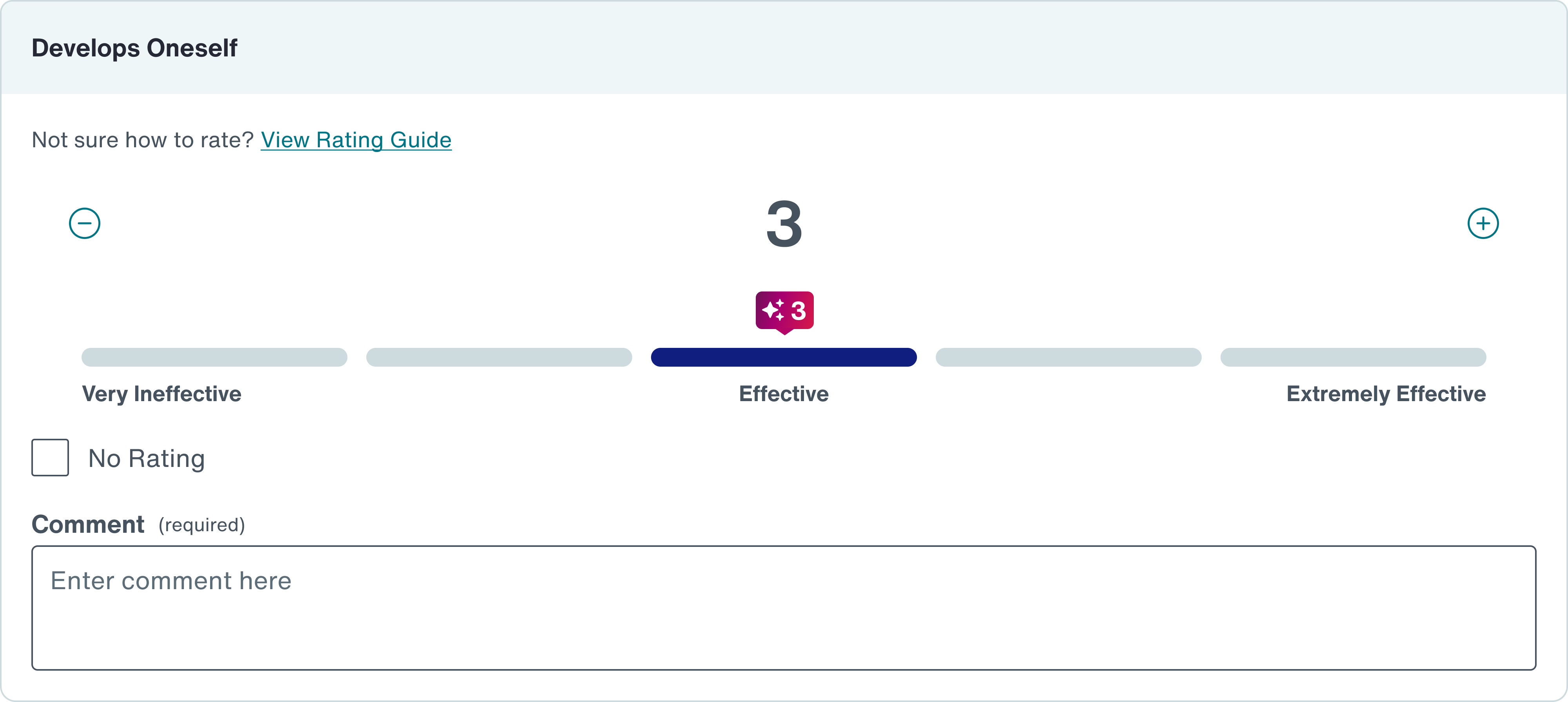 Rating interface combining human assessor input with AI suggestions